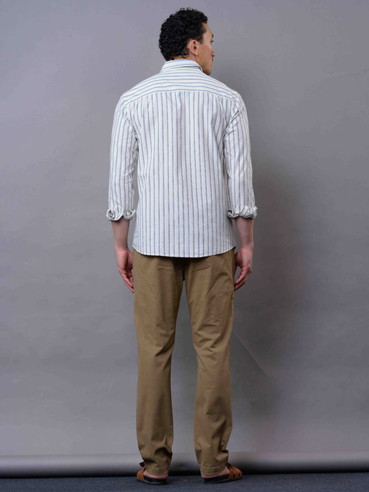Casual Wear SeerSucker Stripe Long Sleeve Shirt.