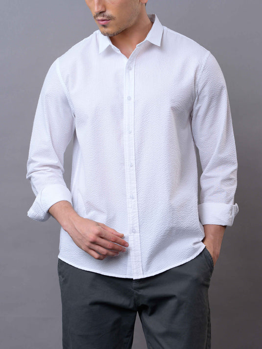 Casual Wear SeerSucker Long Sleeve Shirt