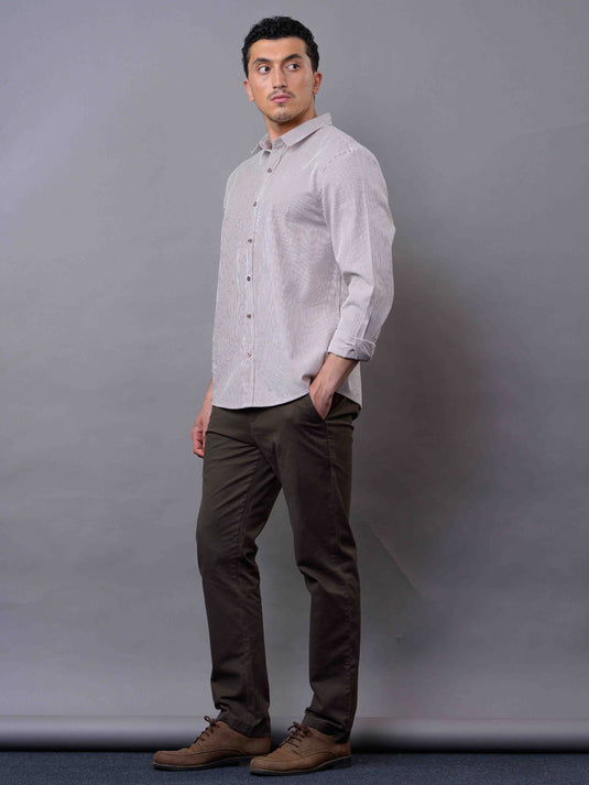Casual Wear SeerSucker Stripe Long Sleeve Shirt.