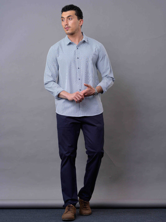 Casual Wear SeerSucker Stripe Long Sleeve Shirt.