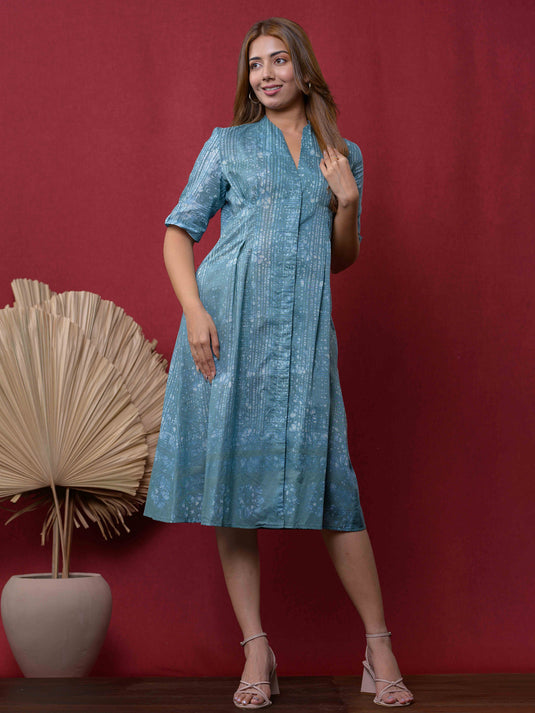 BATIK FIT-AND-FLARE MIDI DRESS