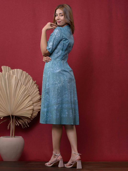 BATIK FIT-AND-FLARE MIDI DRESS