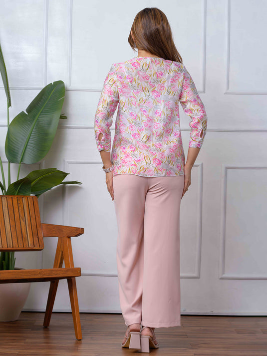 V Neck Printed Blouse