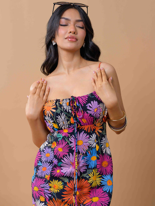Strappy Printed Short Dress