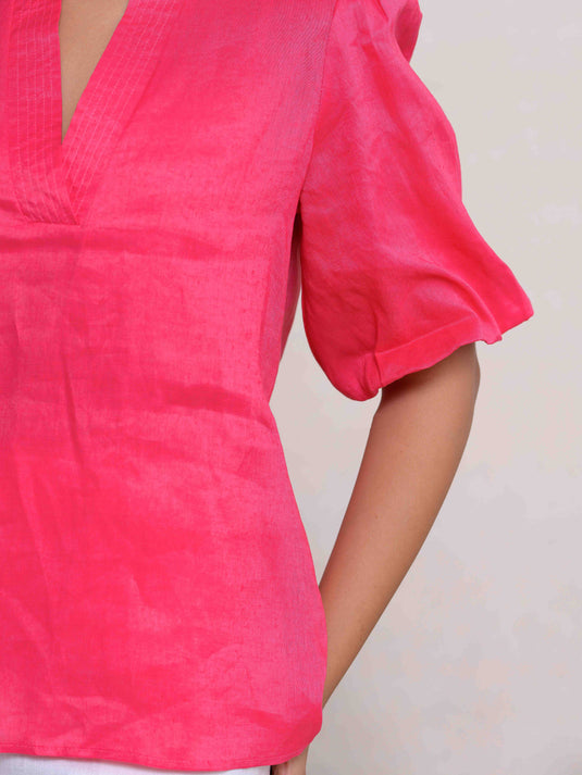 Linen Puff Sleeve Premium Linen Blouse