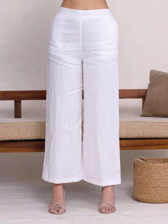 Wide Leg Linen Pant With Elasticated Back
