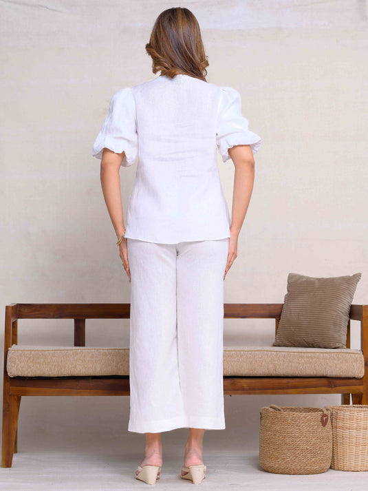 Linen Puff Sleeve Premium Linen Blouse