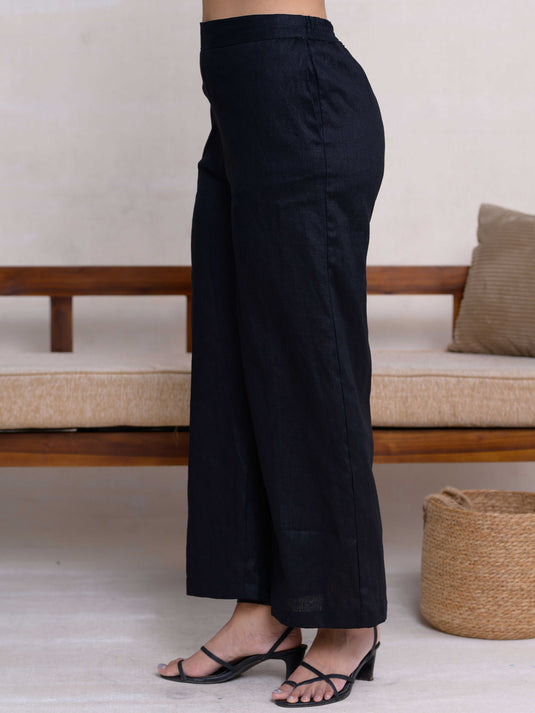 Wide Leg Linen Pant With Elasticated Back