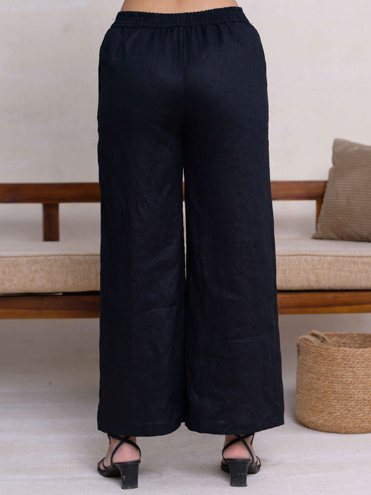 Wide Leg Linen Pant With Elasticated Back