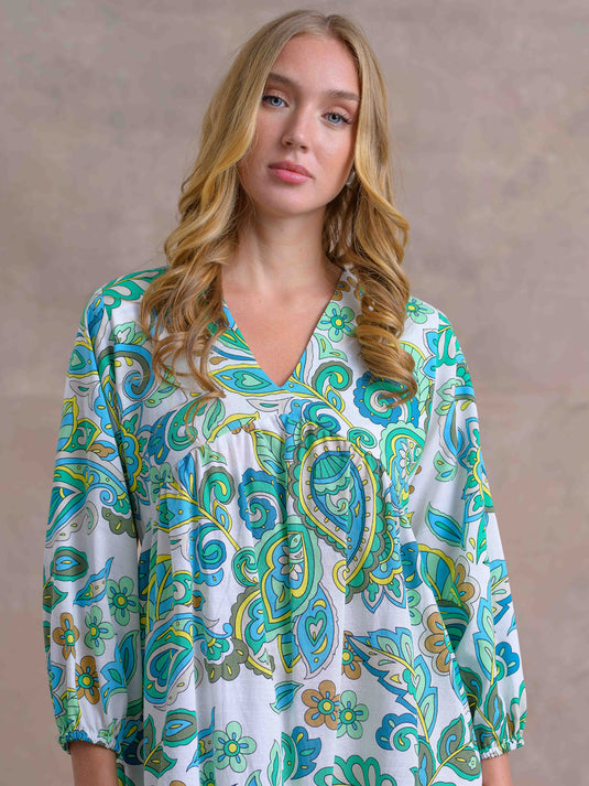 V Neck Printed Dress