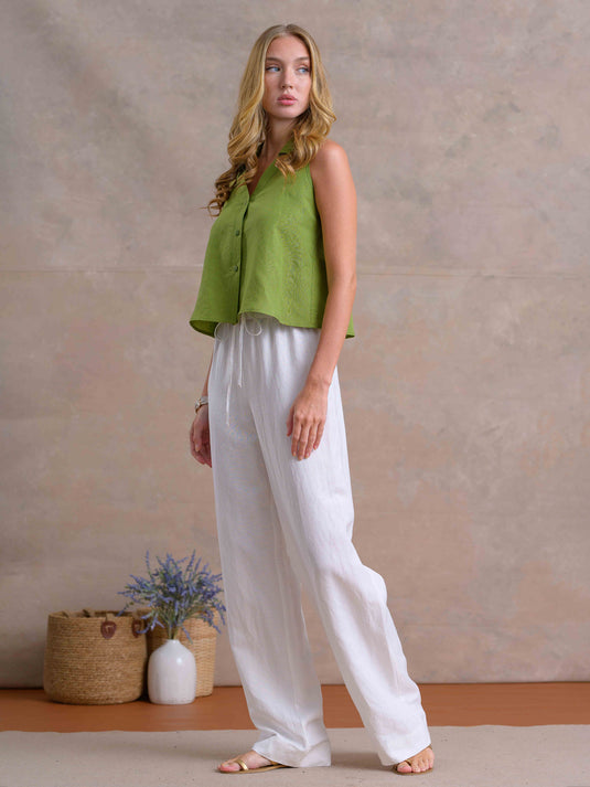 Sleeveless Crop Top With Collar