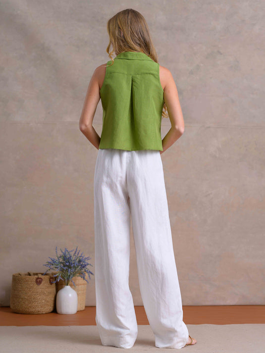 Sleeveless Crop Top With Collar