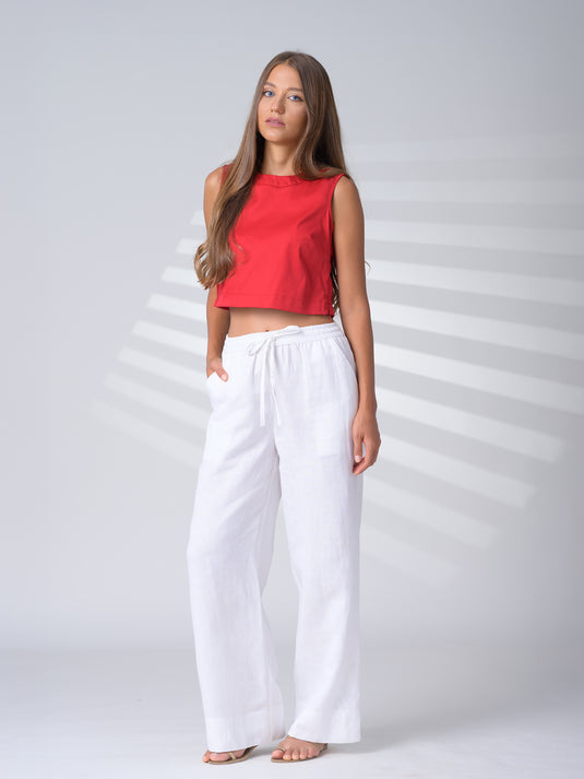 Basic draw cord linen pant