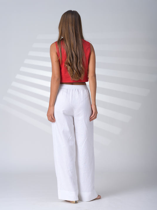 Basic draw cord linen pant