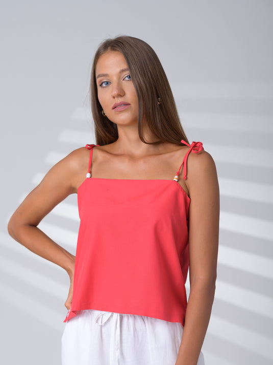 Crop top with functional ties