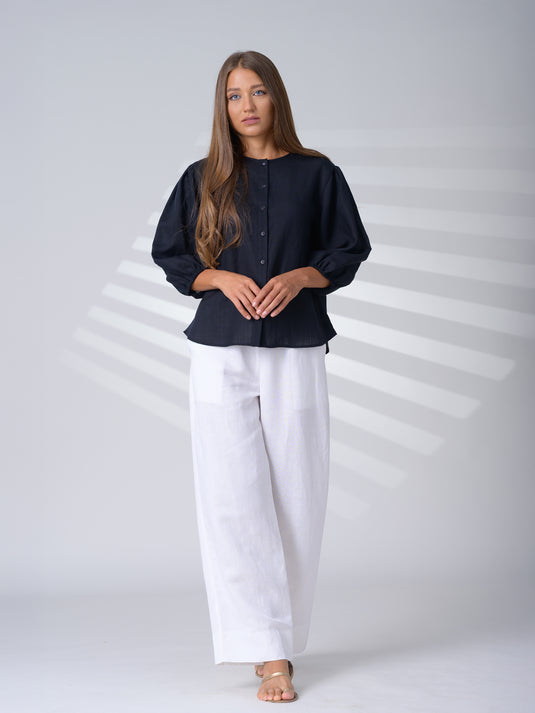Button down linen blouse