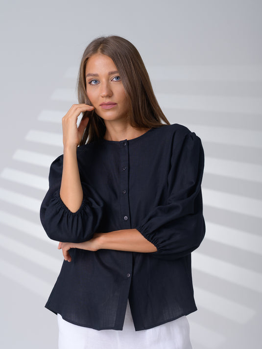 Button down linen blouse