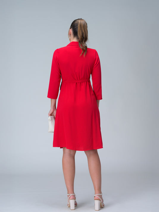 Wrap dress with collar