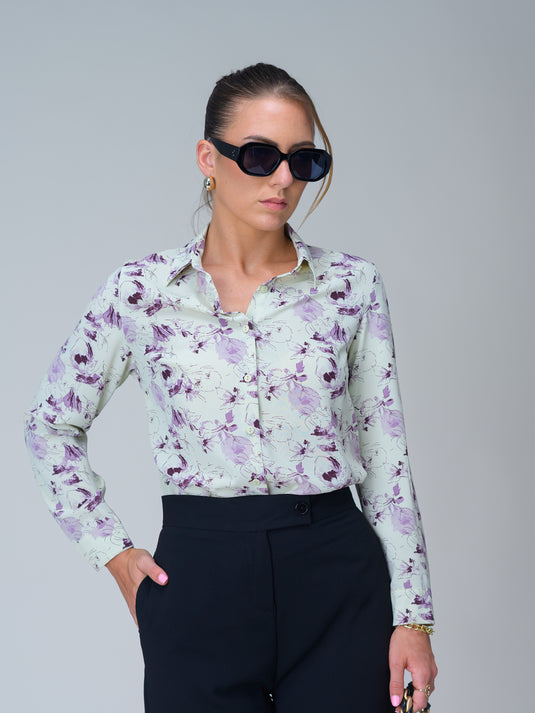 Printed long sleeve basic shirt