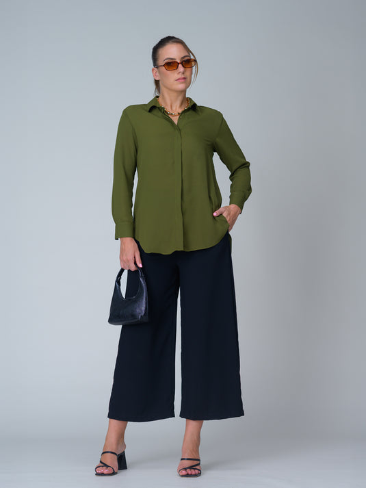 High waisted wide leg crop pant