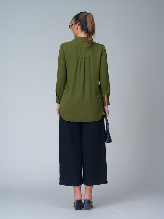 High waisted wide leg crop pant