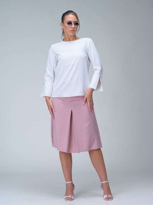 Long sleeve blouse with wide cuff & button