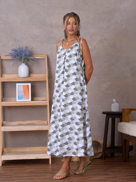 Printed strappy maxi dress
