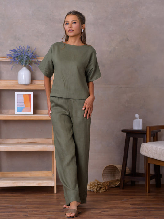 Kimono sleeve linen blouse