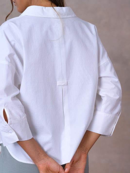 Drop shoulder crop shirt