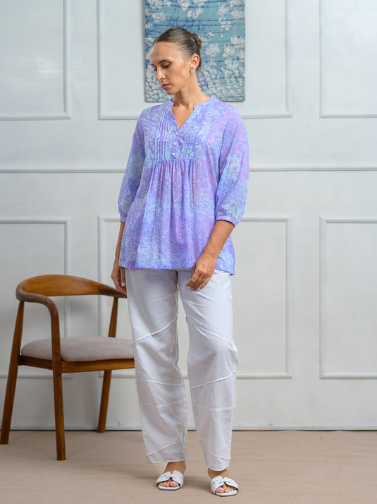 Batik front yoke detailed flared top