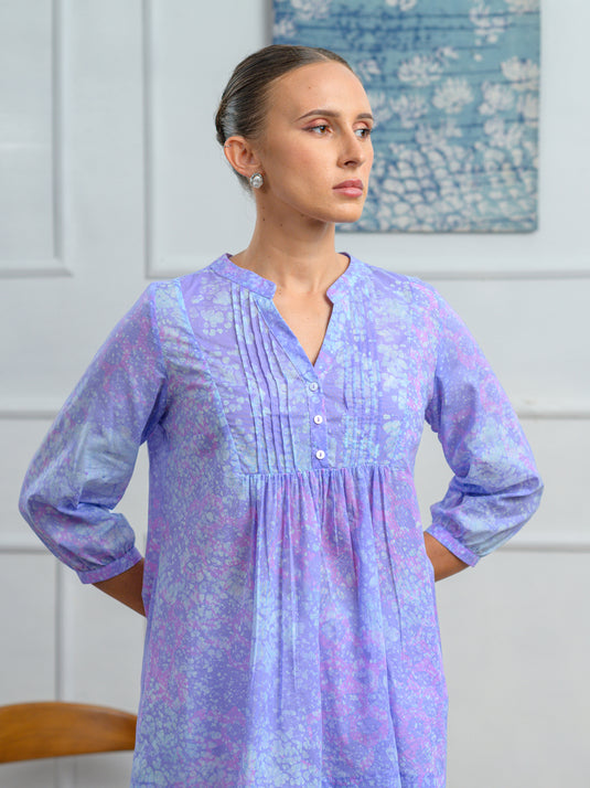 Batik front yoke detailed flared top