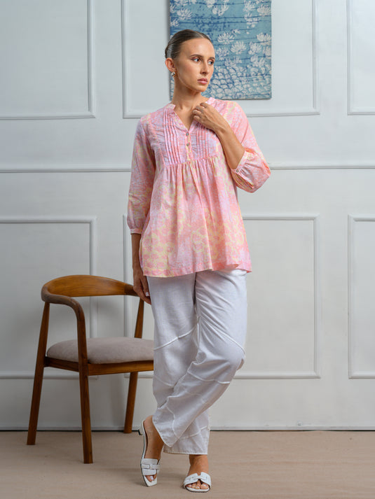 Batik front yoke detailed flared top
