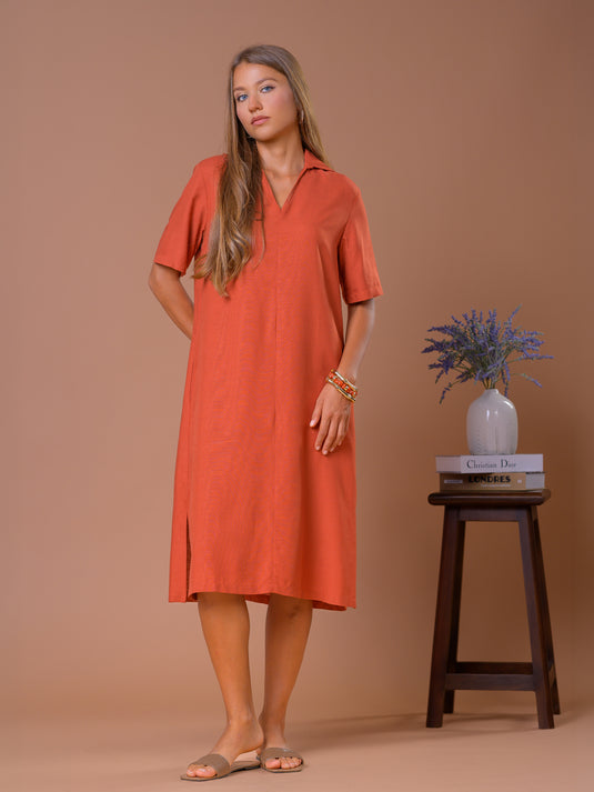 Sleeveless V-neck Trapeze Maxi Dress