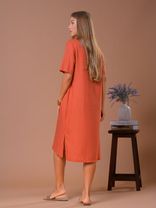 Sleeveless V-neck Trapeze Maxi Dress