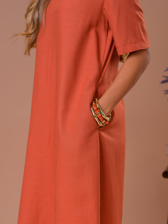 Sleeveless V-neck Trapeze Maxi Dress