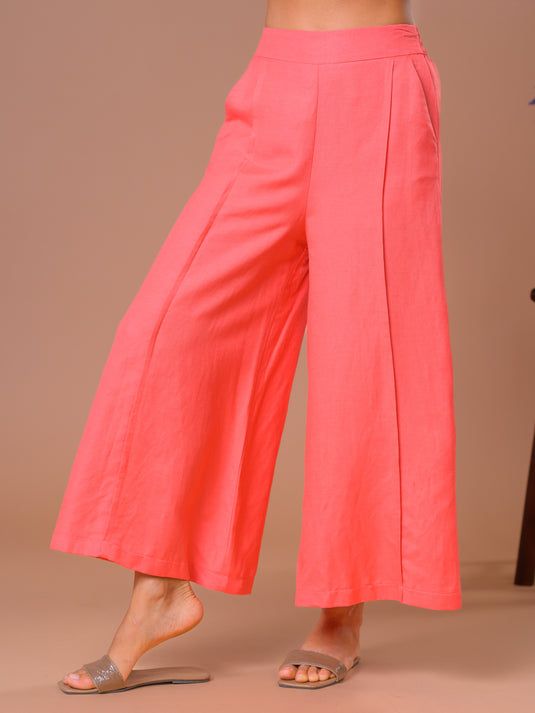 Wide leg linen pant with pin tuck