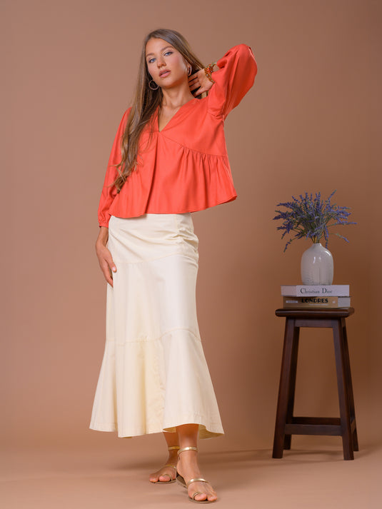 V neck flounce top
