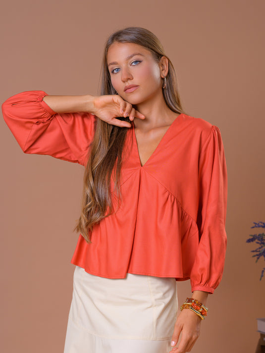 V neck flounce top
