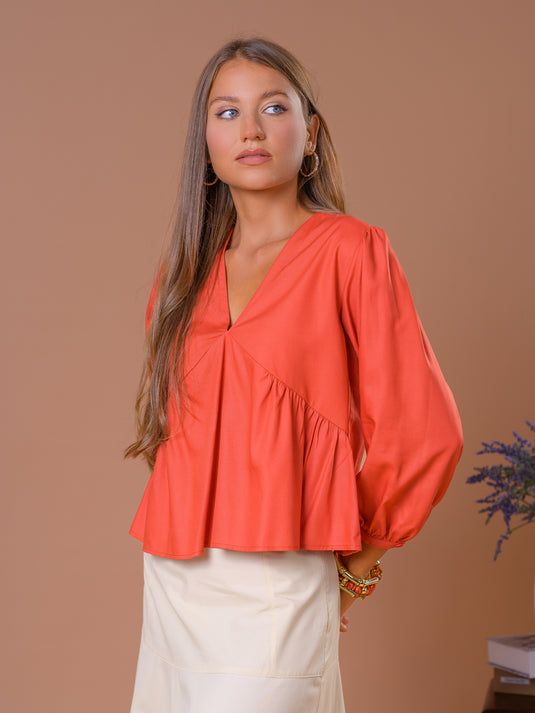 V neck flounce top