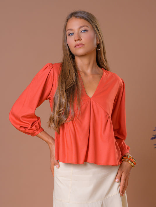 V neck flounce top