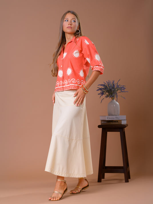 Printed cotton crop top
