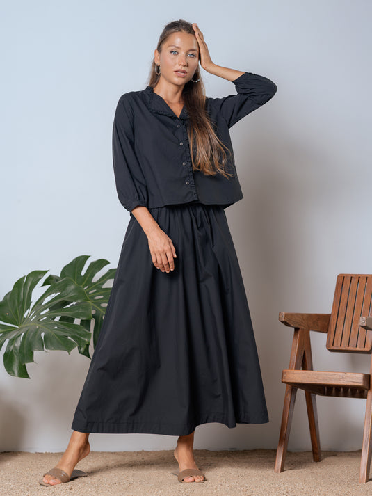 Button down blouse with frill detail