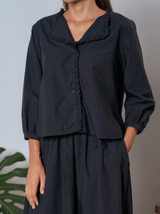 Button down blouse with frill detail