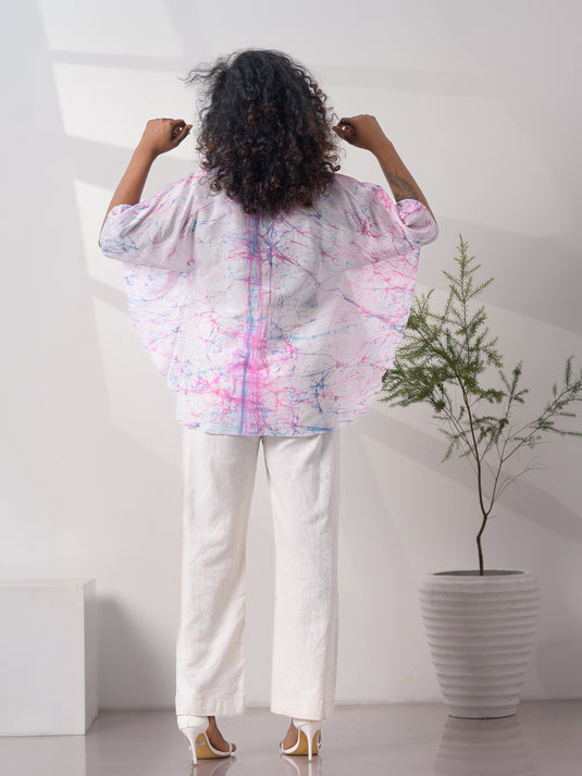 v-neck floral detailed kaftan top
