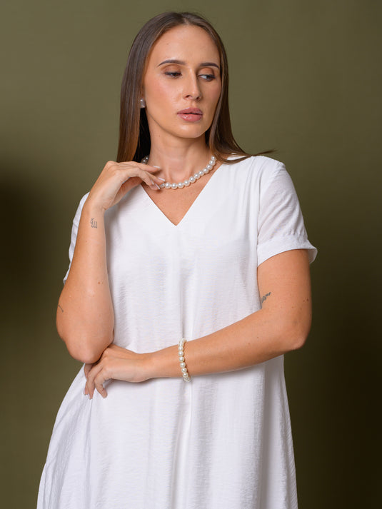 V neck flowy midi dress