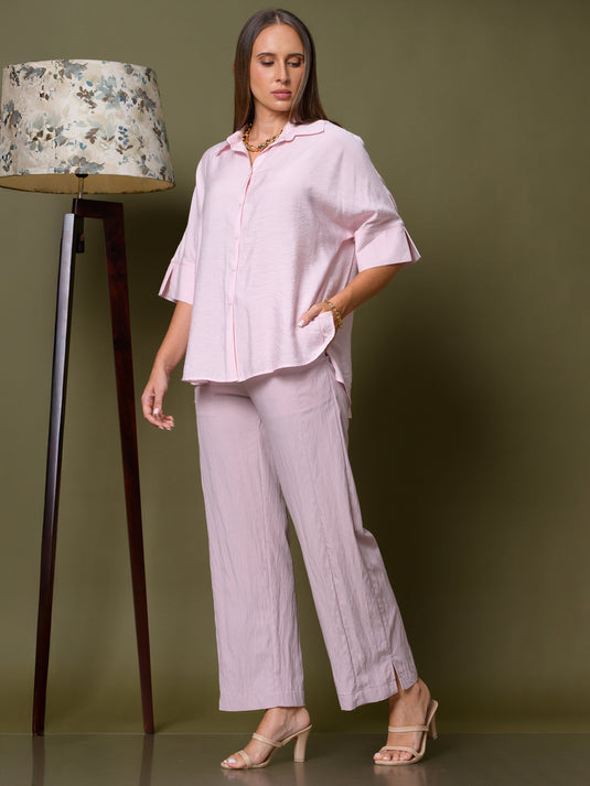 Kimono sleeve button down blouse with collar