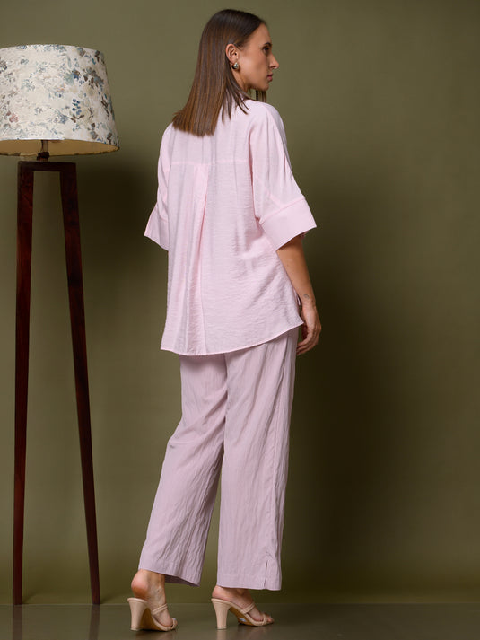 Kimono sleeve button down blouse with collar
