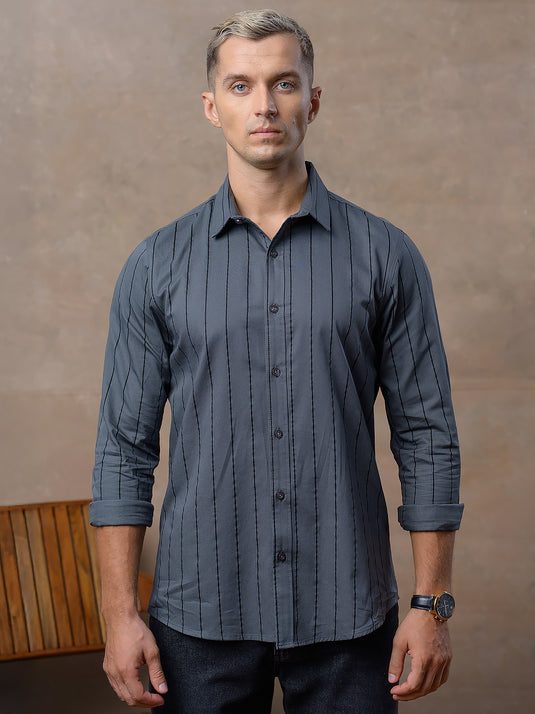 Casual Wear Stripe Long Sleeve Shirt