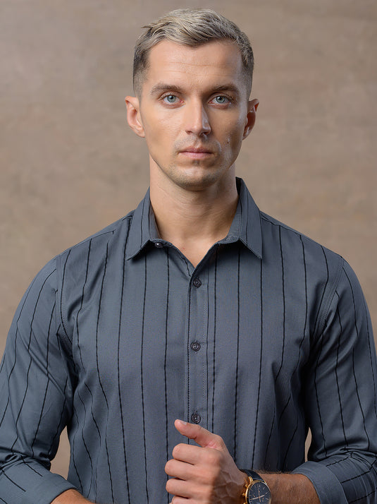 Casual Wear Stripe Long Sleeve Shirt