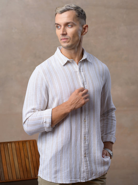 Casual Wear Stripe Long Sleeve Shirt